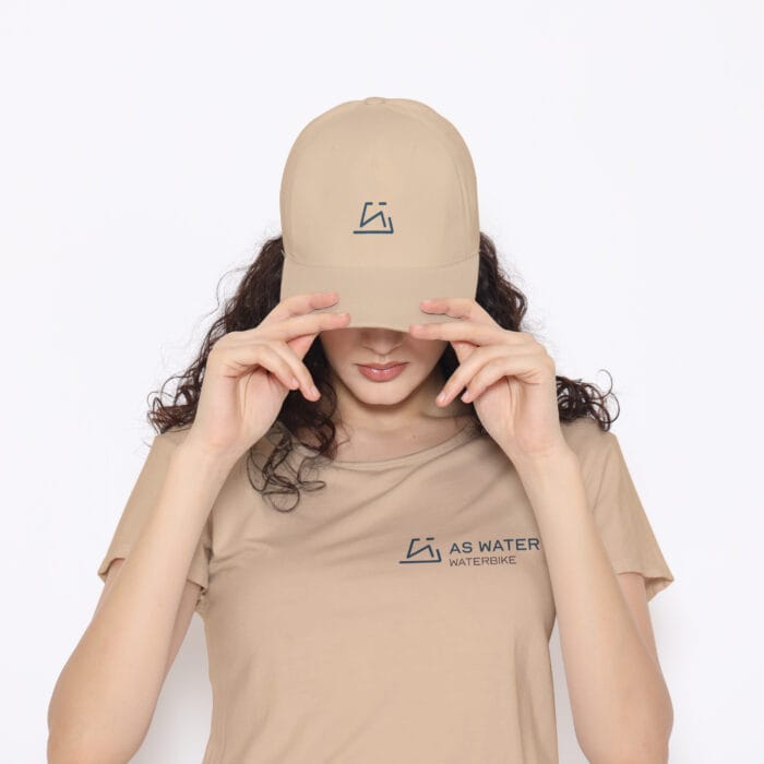 premium outdoor t-shirt sand color minimalist design AS WATER